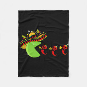 Fun Mexican Sombrero Eating Hot Pepper Skulls Cinc Fleece Blanket