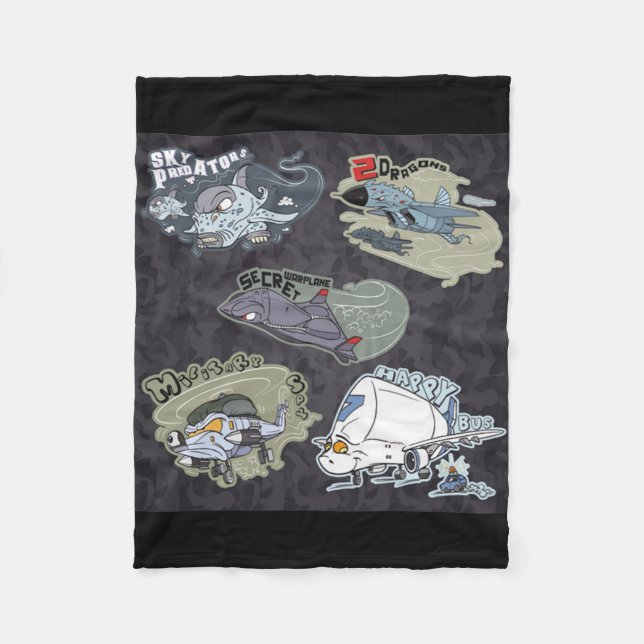 Fun Military Planes Fleece Blanket (Front)