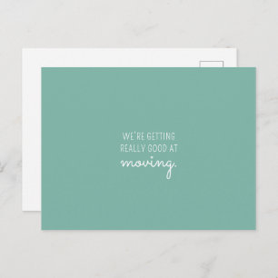 Fun Minimal Mint Green New Home Address Moving Announcement Postcard