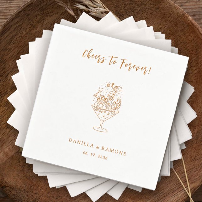 Fun Minimalist Cheers to Forever Script Wedding Napkin (Creator Uploaded)