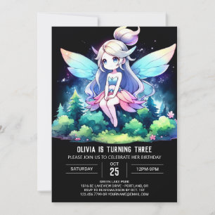 Fun Minimalist Fairy Birthday Invitation
