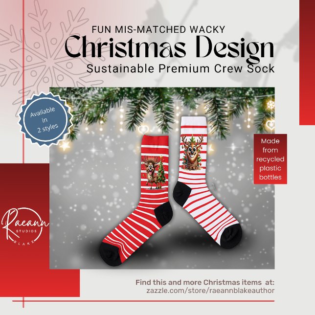 Fun Mis-matched Wacky Christmas Crew Socks (Creator Uploaded)