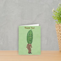 Fun Mister Pickle Head Man Brown Suit on Green