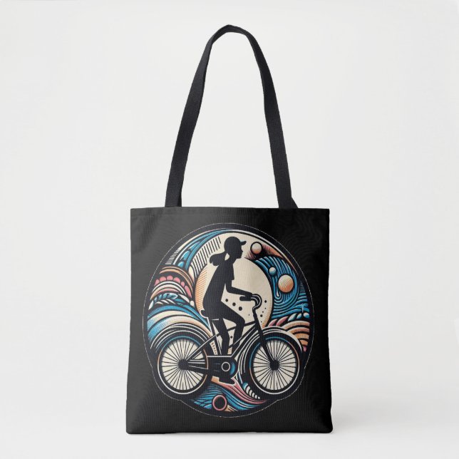 Fun Modern Abstract Design Bike Logo  Tote Bag (Front)