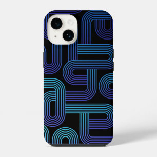 Fun Modern Abstract Purple Blue Maze Pattern iPhone 14 Case