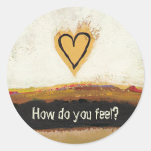 Fun modern art heart painting customise your own classic round sticker