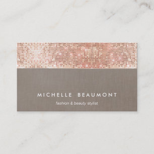 Fun Modern Beauty and Fashion Faux Copper Sequin Business Card