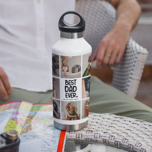Fun Modern 'BEST DAD EVER' 14 Photo 710 Ml Water Bottle