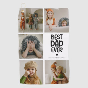 Fun Modern 'BEST DAD EVER' 5 Photo Golf Towel