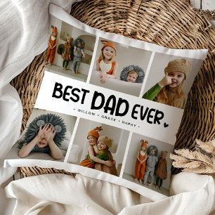 Fun Modern 'BEST DAD EVER' 6 Photo Cushion