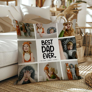 Fun Modern 'BEST DAD EVER' 6 Photo Cushion