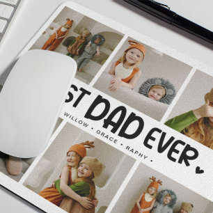 Fun Modern 'BEST DAD EVER' 6 Photo Mouse Pad