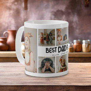 Fun Modern 'BEST DAD EVER' 8 Photo Coffee Mug