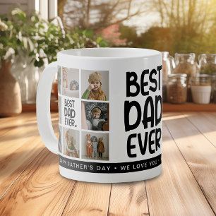 Fun Modern 'BEST DAD EVER' 8 Photo Coffee Mug