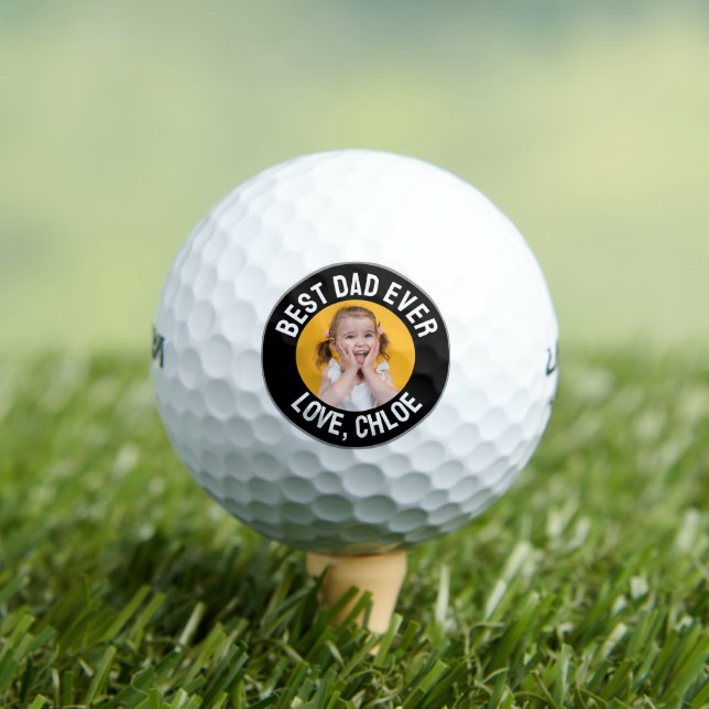 Fun Modern Best Dad Ever Photo Golf Balls (Insitu Tee)