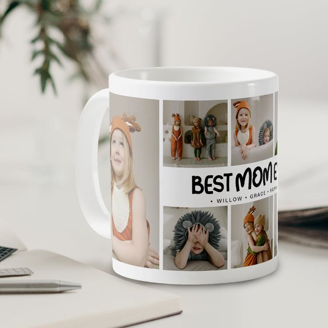 Fun Modern 'BEST MOM EVER' 8 Photo Coffee Mug (Creator Uploaded)