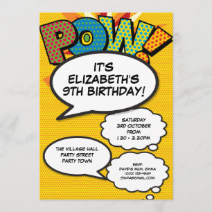 Fun Modern Birthday Party Any Age POW Invitation