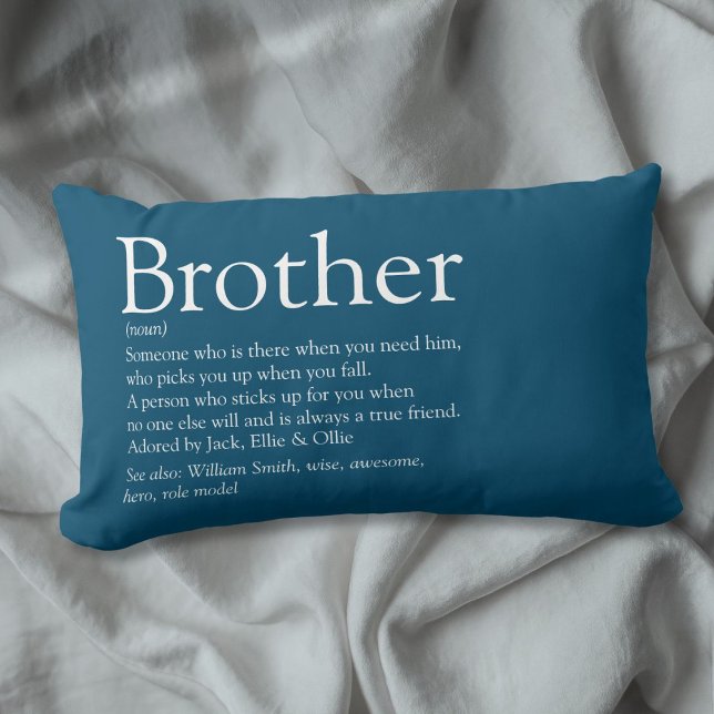 Fun Modern Blue Cool Best Ever Brother Definition Lumbar Cushion (Fun Modern Blue Cool Best Ever Brother Definition Lumbar Pillow)