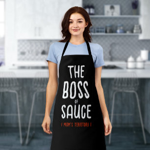 Fun Modern Boss Mum Black White Kitchen Bold Typ Apron