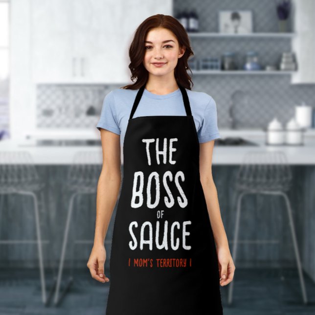 Fun Modern Boss Mum Black White Kitchen Bold Typ Apron (Creator Uploaded)