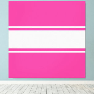 Fun Modern Bright Candy Pink White Racing Stripes Canvas Print