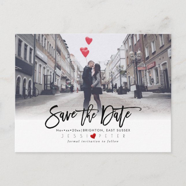 Fun Modern Brush Script Save the Date Announcement Postcard (Front)