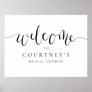Fun Modern Calligraphy Bridal Shower Welcome Sign
