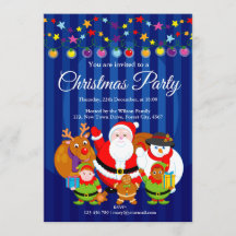 Fun modern cartoon, Santa Claus Christmas party,