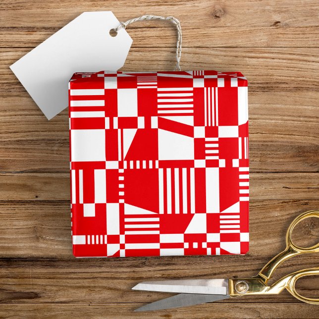 Fun Modern Checkered Red & White Wrapping Paper (Creator Uploaded)