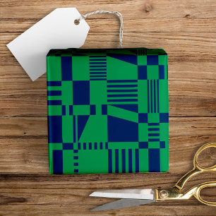 Fun Modern Chequered Blue & Green Wrapping Paper
