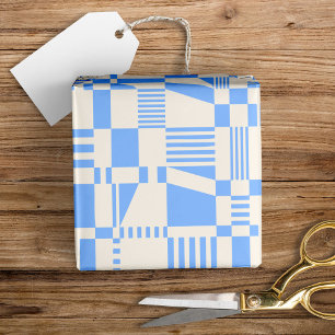 Fun Modern Chequered Blue & White Wrapping Paper