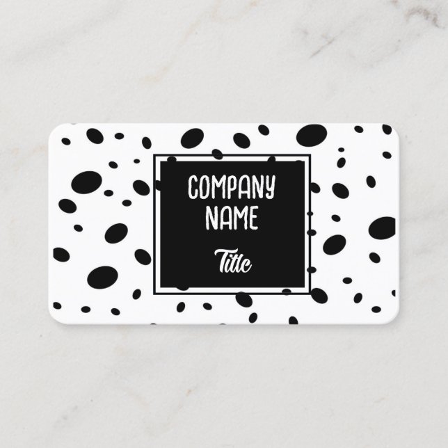 fun modern chic black and white dot pattern bold  business card (Front)