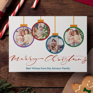 Fun Modern Christmas Ornament 4 Photo Christmas Holiday Postcard