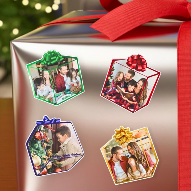 Fun Modern Christmas Present Family Photo Custom (Creator Uploaded)