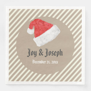 Fun Modern Christmas Wedding with Red Santa Hat Napkin