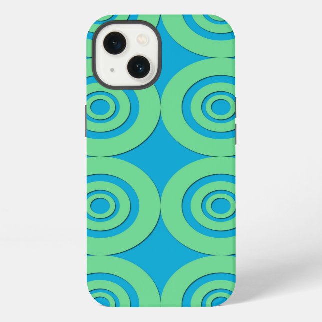 Fun Modern Circles MInt Green Aqua Pattern iPhone Case (Back)