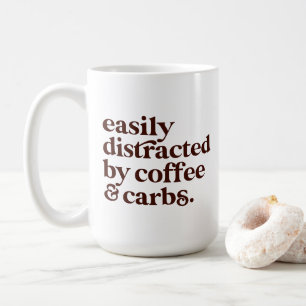 Fun Modern Coffee Lover Carbs Lover Brown Letters Mug