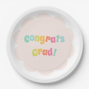 Fun Modern Colourful Congrats Grad Paper Plate