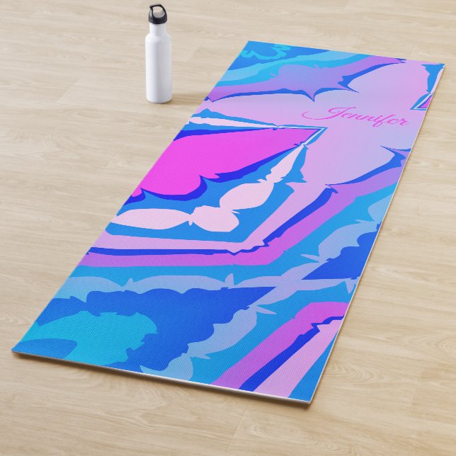 Fun Modern Colourful Purple Blue Tie-Dye Abstract  Yoga Mat (In Situ)