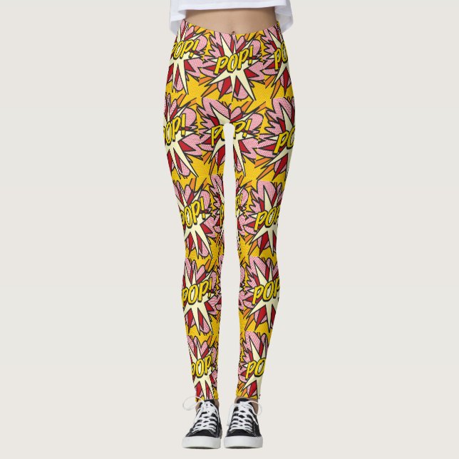 Fun Modern Comic Book POP Colourful Cosplay Leggings (Front)