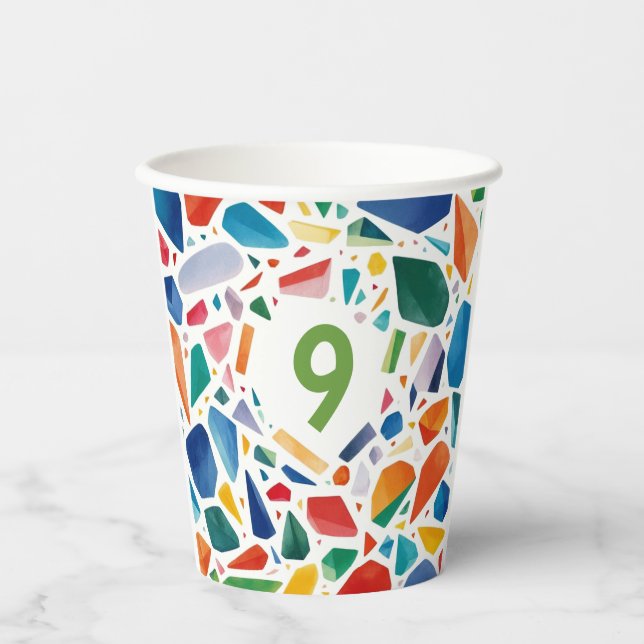 Fun Modern Cool Colourful Kids Climb Rocks Paint Paper Cups (Front)