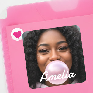 Fun Modern Custom Photo Name Create Your Own Square Sticker
