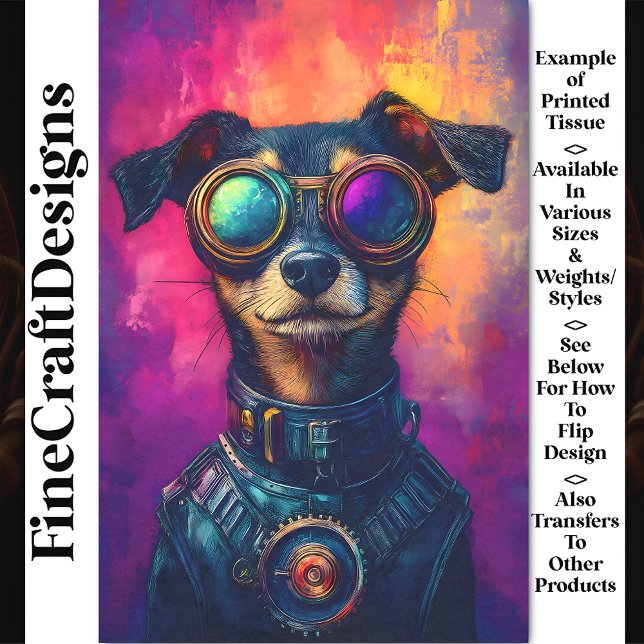 Fun Modern Cyberpunk Steampunk Dog Z4 Decoupage Tissue Paper (Creator Uploaded)