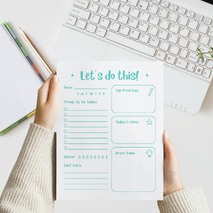 Fun Modern Daily Notepad Self Care and Positivity