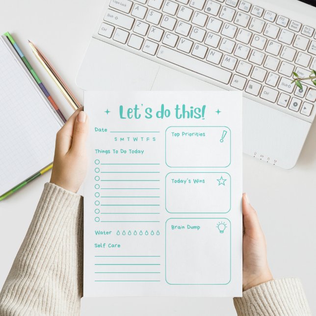 Fun Modern Daily Notepad Self Care and Positivity (Customizable color! )