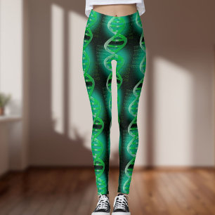 Fun Modern DNA Pattern Green Medical Science Leggings
