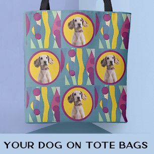 Fun Modern Dog Mum Photo Modern Abstract Pattern Tote Bag