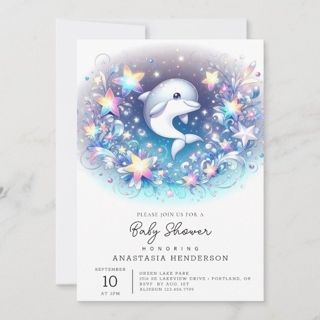 Fun Modern Dolphin Baby Shower  Invitation (Front)
