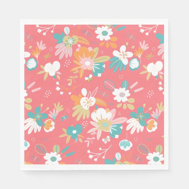 Fun Modern floral colourful Napkin (Front)