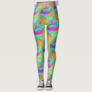 Fun Modern Girly Colourful Ice Cream Cone Pattern  Leggings